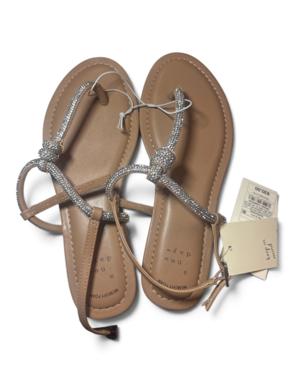 A New Day Rhinestone Sandals Beige size 6